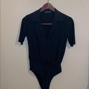 Black collar body suit